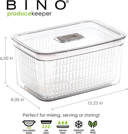 Produce Saver - 15.2 Cup/3.6L | Fridge Storage Containers for Fruits and Vegetables | Vegetable Storage with Adjustable Air Vent, Removable Basket | BPA-Free Fridge Organizers and Storage