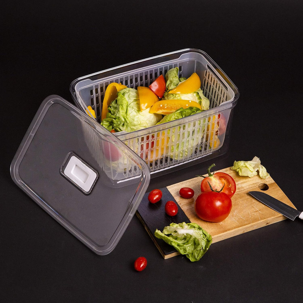 Produce Saver - 15.2 Cup/3.6L | Fridge Storage Containers for Fruits and Vegetables | Vegetable Storage with Adjustable Air Vent, Removable Basket | BPA-Free Fridge Organizers and Storage