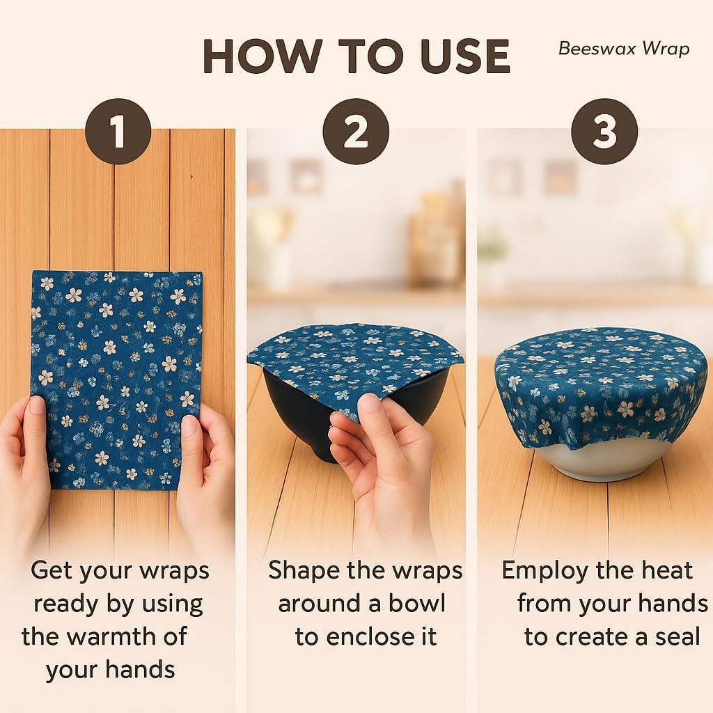 Reusable Beeswax Food Wraps 9-Pack | Organic Eco-Friendly Sustainable Plastic-Free for Sandwiches, Bread, Produce & Leftovers | Zero Waste Food Storage Variety Pack (1XL, 3M, 5S)