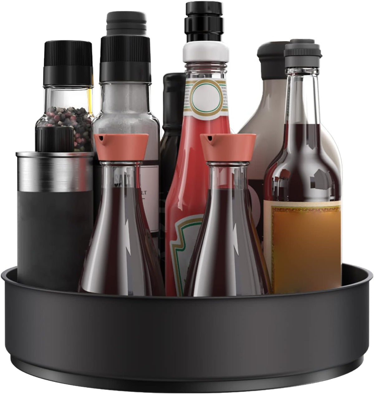 Lazy Susan Turntable Spice Rack Organizer for Kitchen Cabinet, Storage Tray for Fruit, Snacks, Salad - Organizer for Cupboard, Pantry, Bathroom, Table, Cosmetic (Silver, 7 1/2‘’)