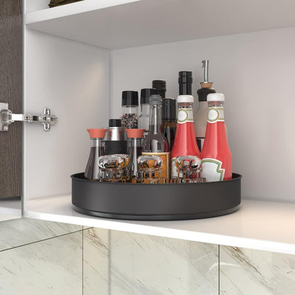 Lazy Susan Turntable Spice Rack Organizer for Kitchen Cabinet, Storage Tray for Fruit, Snacks, Salad - Organizer for Cupboard, Pantry, Bathroom, Table, Cosmetic (Silver, 7 1/2‘’)