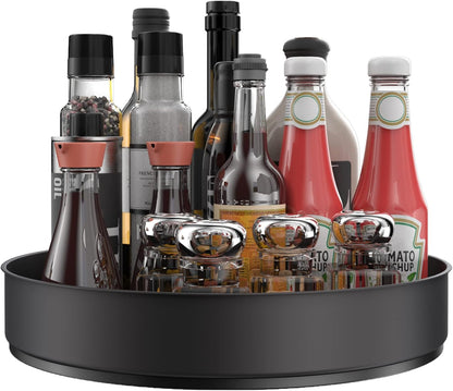 Lazy Susan Turntable Spice Rack Organizer for Kitchen Cabinet, Storage Tray for Fruit, Snacks, Salad - Organizer for Cupboard, Pantry, Bathroom, Table, Cosmetic (Silver, 7 1/2‘’)