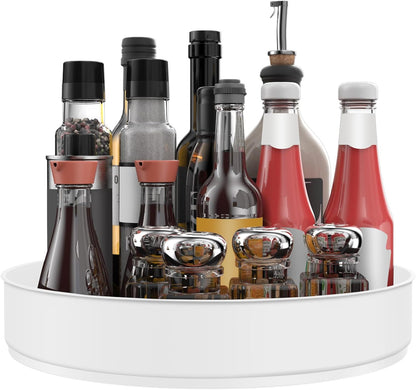Lazy Susan Turntable Spice Rack Organizer for Kitchen Cabinet, Storage Tray for Fruit, Snacks, Salad - Organizer for Cupboard, Pantry, Bathroom, Table, Cosmetic (Silver, 7 1/2‘’)