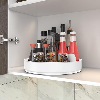 Lazy Susan Turntable Spice Rack Organizer for Kitchen Cabinet, Storage Tray for Fruit, Snacks, Salad - Organizer for Cupboard, Pantry, Bathroom, Table, Cosmetic (Silver, 7 1/2‘’)