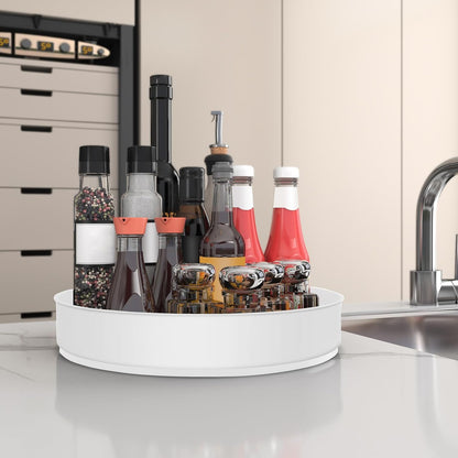 Lazy Susan Turntable Spice Rack Organizer for Kitchen Cabinet, Storage Tray for Fruit, Snacks, Salad - Organizer for Cupboard, Pantry, Bathroom, Table, Cosmetic (Silver, 7 1/2‘’)