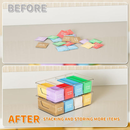 Stackable 6 Pack Snack Organizer for Pantry Shelf,Clear Pantry Organizers and Storage Bins for Fridge,Office,Cupboard,Plastic Pantry Snack Organizer For Breast Milk,Tea Bag,Food Storage Containers