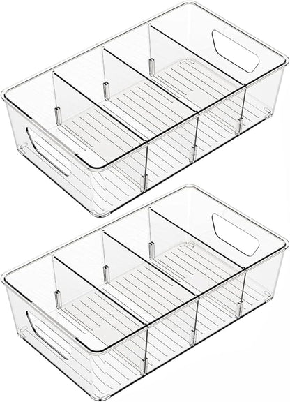 Stackable 6 Pack Snack Organizer for Pantry Shelf,Clear Pantry Organizers and Storage Bins for Fridge,Office,Cupboard,Plastic Pantry Snack Organizer For Breast Milk,Tea Bag,Food Storage Containers