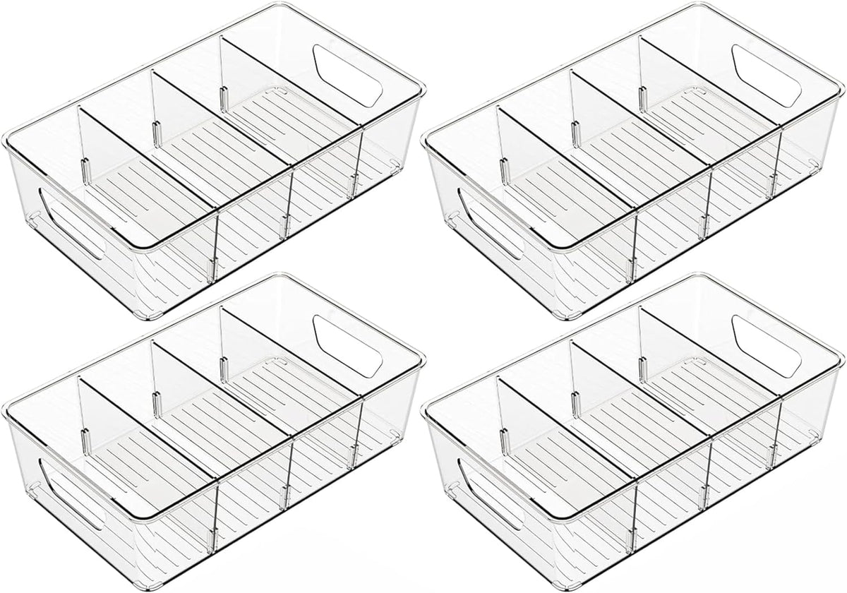 Stackable 6 Pack Snack Organizer for Pantry Shelf,Clear Pantry Organizers and Storage Bins for Fridge,Office,Cupboard,Plastic Pantry Snack Organizer For Breast Milk,Tea Bag,Food Storage Containers