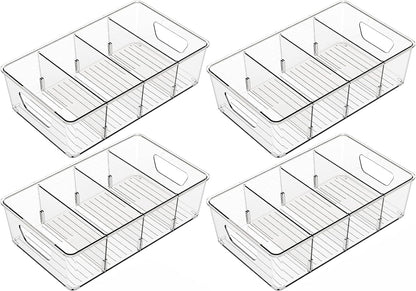 Stackable 6 Pack Snack Organizer for Pantry Shelf,Clear Pantry Organizers and Storage Bins for Fridge,Office,Cupboard,Plastic Pantry Snack Organizer For Breast Milk,Tea Bag,Food Storage Containers