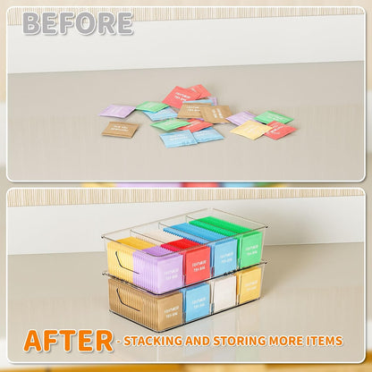 Stackable 6 Pack Snack Organizer for Pantry Shelf,Clear Pantry Organizers and Storage Bins for Fridge,Office,Cupboard,Plastic Pantry Snack Organizer For Breast Milk,Tea Bag,Food Storage Containers