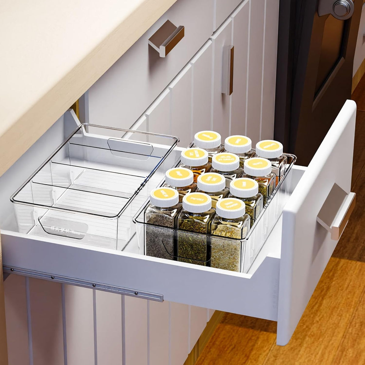 Stackable 6 Pack Snack Organizer for Pantry Shelf,Clear Pantry Organizers and Storage Bins for Fridge,Office,Cupboard,Plastic Pantry Snack Organizer For Breast Milk,Tea Bag,Food Storage Containers