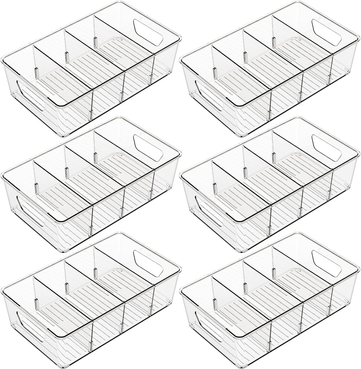 Stackable 6 Pack Snack Organizer for Pantry Shelf,Clear Pantry Organizers and Storage Bins for Fridge,Office,Cupboard,Plastic Pantry Snack Organizer For Breast Milk,Tea Bag,Food Storage Containers