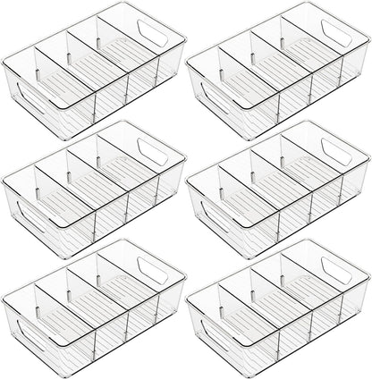 Stackable 6 Pack Snack Organizer for Pantry Shelf,Clear Pantry Organizers and Storage Bins for Fridge,Office,Cupboard,Plastic Pantry Snack Organizer For Breast Milk,Tea Bag,Food Storage Containers