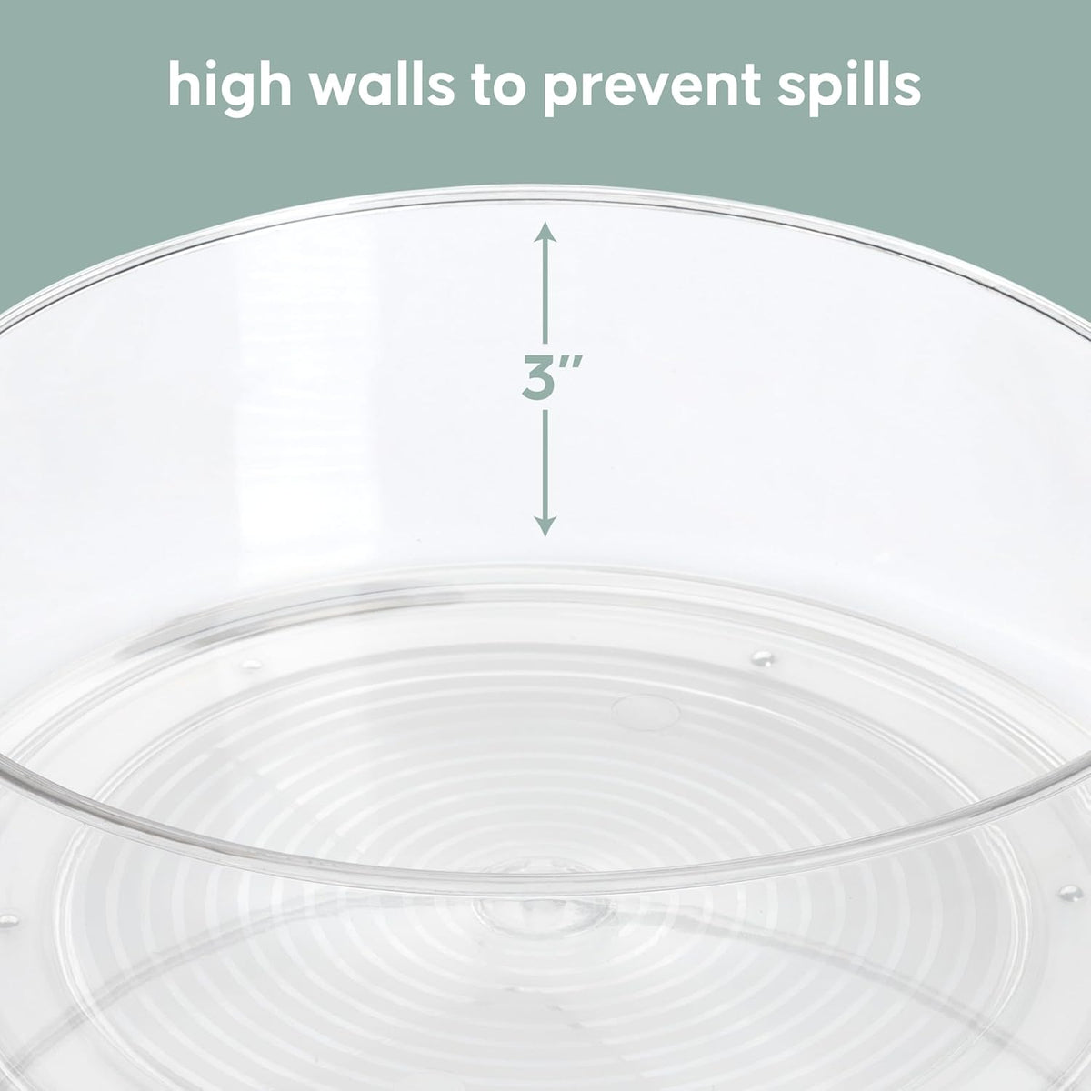 Compact Lazy Susan Organizer, Fridge or Cabinet Turntable Shelf Storage for Kitchen and Pantry Items, Great for Spices or Condiments, Clear and Sturdy with Full Spin, 9 x 9 x 3.4 inches