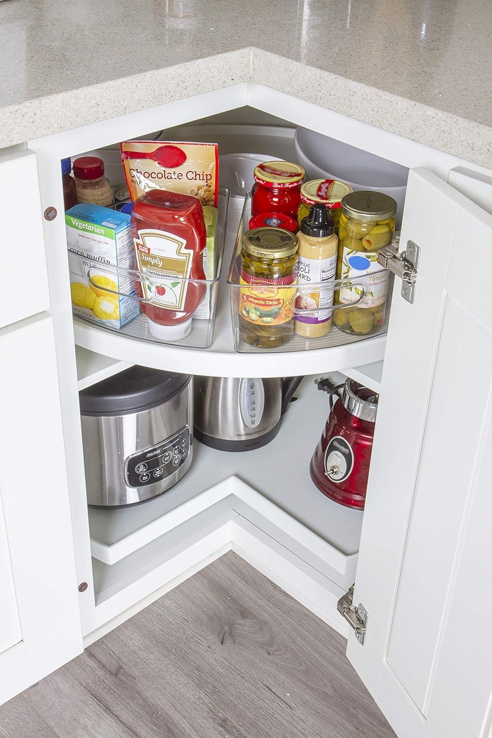 Compact Lazy Susan Organizer, Fridge or Cabinet Turntable Shelf Storage for Kitchen and Pantry Items, Great for Spices or Condiments, Clear and Sturdy with Full Spin, 9 x 9 x 3.4 inches