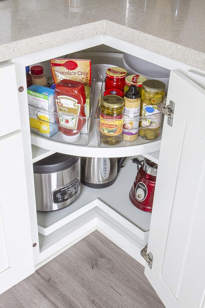 Compact Lazy Susan Organizer, Fridge or Cabinet Turntable Shelf Storage for Kitchen and Pantry Items, Great for Spices or Condiments, Clear and Sturdy with Full Spin, 9 x 9 x 3.4 inches