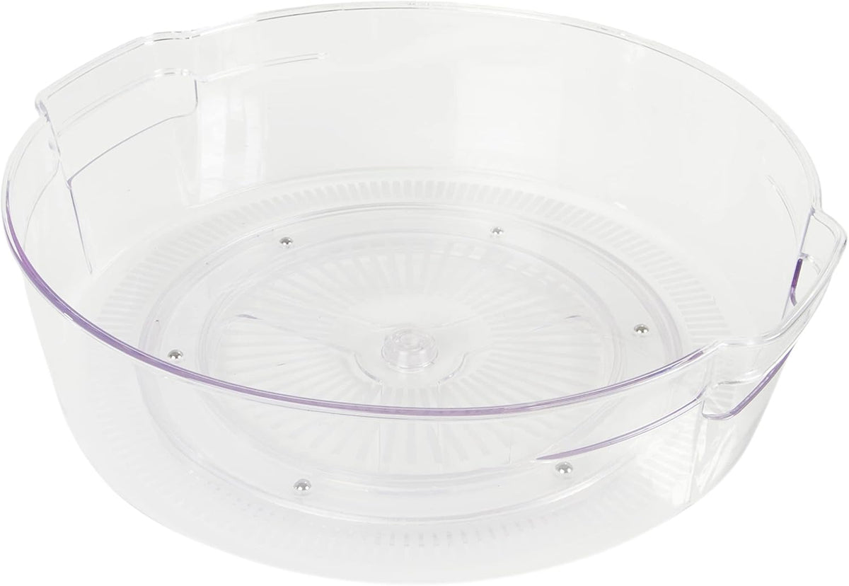 Compact Lazy Susan Organizer, Fridge or Cabinet Turntable Shelf Storage for Kitchen and Pantry Items, Great for Spices or Condiments, Clear and Sturdy with Full Spin, 9 x 9 x 3.4 inches