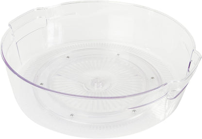 Compact Lazy Susan Organizer, Fridge or Cabinet Turntable Shelf Storage for Kitchen and Pantry Items, Great for Spices or Condiments, Clear and Sturdy with Full Spin, 9 x 9 x 3.4 inches