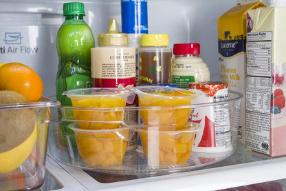 Compact Lazy Susan Organizer, Fridge or Cabinet Turntable Shelf Storage for Kitchen and Pantry Items, Great for Spices or Condiments, Clear and Sturdy with Full Spin, 9 x 9 x 3.4 inches