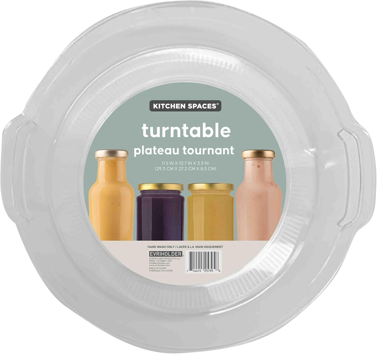 Compact Lazy Susan Organizer, Fridge or Cabinet Turntable Shelf Storage for Kitchen and Pantry Items, Great for Spices or Condiments, Clear and Sturdy with Full Spin, 9 x 9 x 3.4 inches