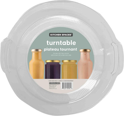 Compact Lazy Susan Organizer, Fridge or Cabinet Turntable Shelf Storage for Kitchen and Pantry Items, Great for Spices or Condiments, Clear and Sturdy with Full Spin, 9 x 9 x 3.4 inches