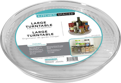 Compact Lazy Susan Organizer, Fridge or Cabinet Turntable Shelf Storage for Kitchen and Pantry Items, Great for Spices or Condiments, Clear and Sturdy with Full Spin, 9 x 9 x 3.4 inches