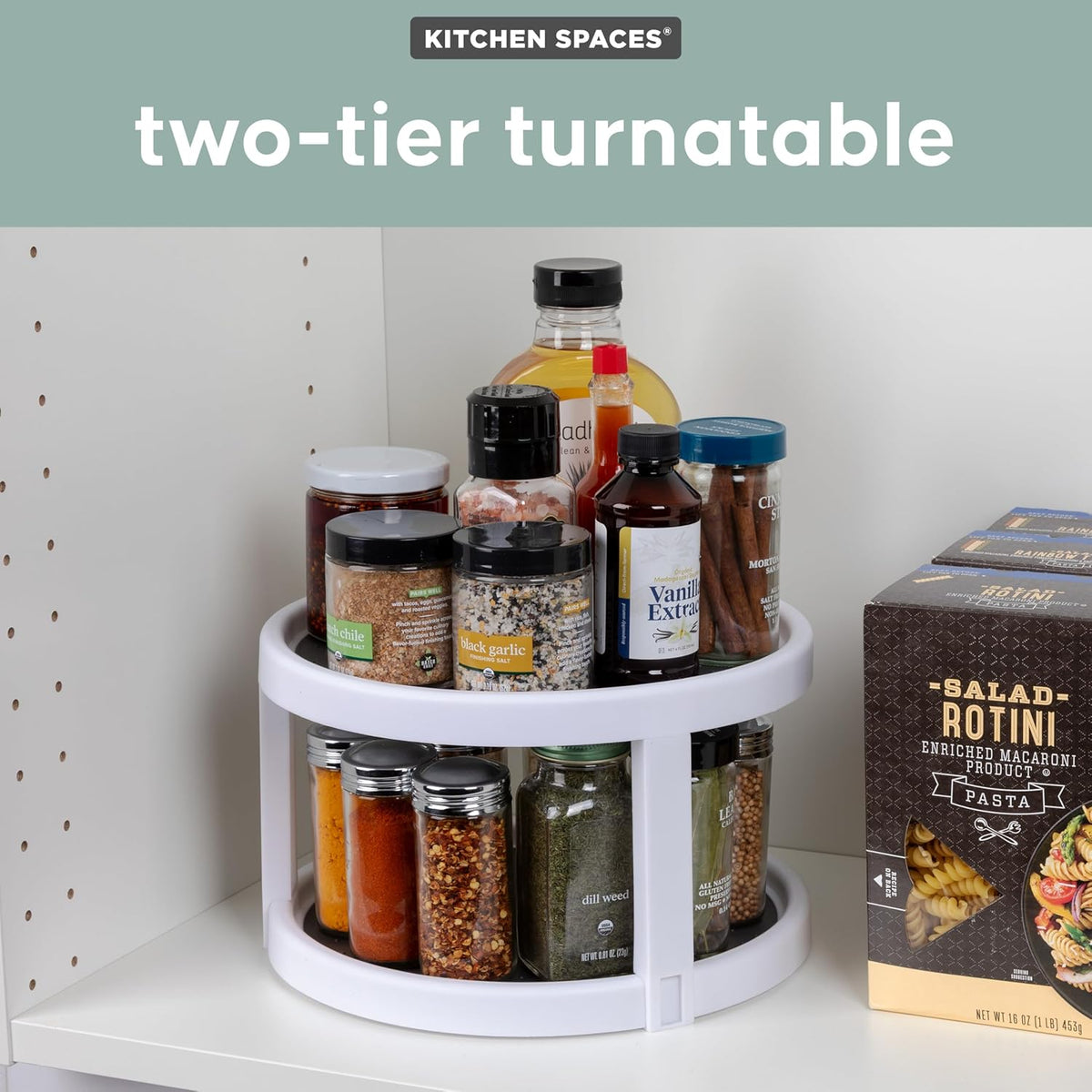 Compact Lazy Susan Organizer, Fridge or Cabinet Turntable Shelf Storage for Kitchen and Pantry Items, Great for Spices or Condiments, Clear and Sturdy with Full Spin, 9 x 9 x 3.4 inches