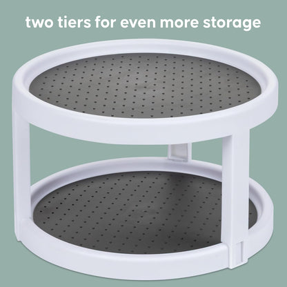 Compact Lazy Susan Organizer, Fridge or Cabinet Turntable Shelf Storage for Kitchen and Pantry Items, Great for Spices or Condiments, Clear and Sturdy with Full Spin, 9 x 9 x 3.4 inches
