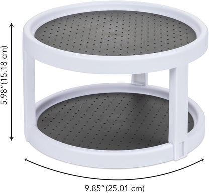 Compact Lazy Susan Organizer, Fridge or Cabinet Turntable Shelf Storage for Kitchen and Pantry Items, Great for Spices or Condiments, Clear and Sturdy with Full Spin, 9 x 9 x 3.4 inches