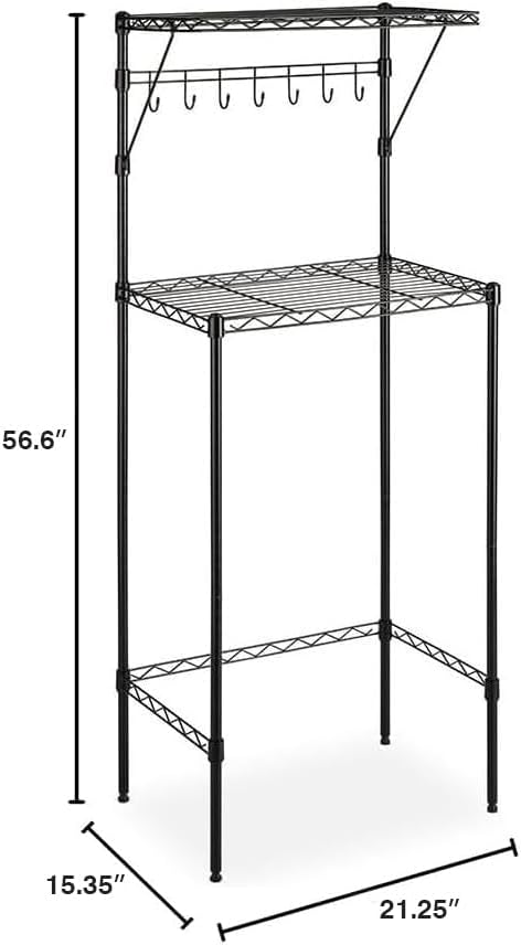 2-Tier Mini Fridge and Microwave Storage Shelf,Adjustable Height Metal Small Refrigerator Stand,110 lbs Capacity per Shelf, Max 220 lbs Total for Kitchen, Office, and Dorms,24" L x 18" D x 52" H