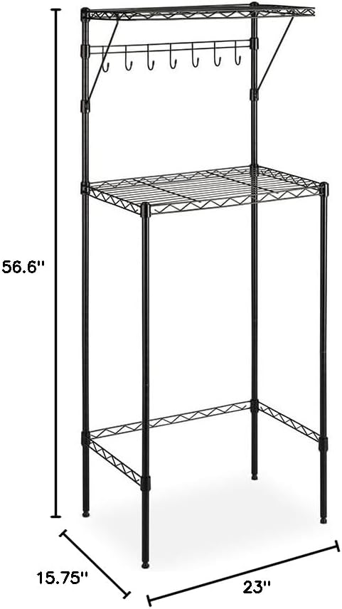 2-Tier Mini Fridge and Microwave Storage Shelf,Adjustable Height Metal Small Refrigerator Stand,110 lbs Capacity per Shelf, Max 220 lbs Total for Kitchen, Office, and Dorms,24" L x 18" D x 52" H