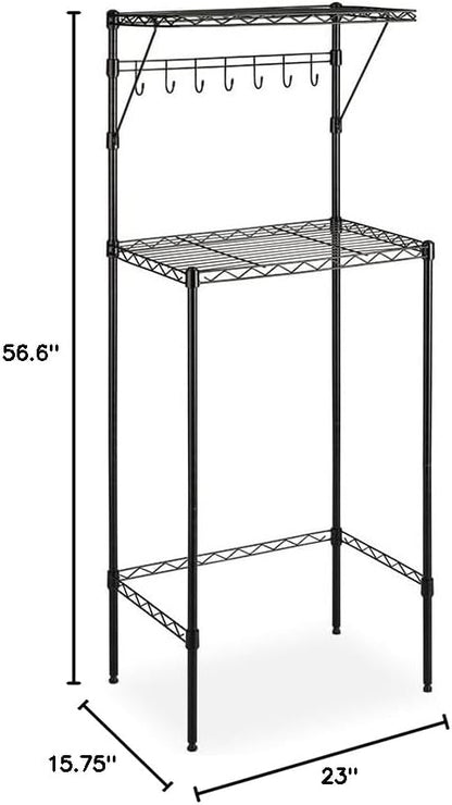 2-Tier Mini Fridge and Microwave Storage Shelf,Adjustable Height Metal Small Refrigerator Stand,110 lbs Capacity per Shelf, Max 220 lbs Total for Kitchen, Office, and Dorms,24" L x 18" D x 52" H