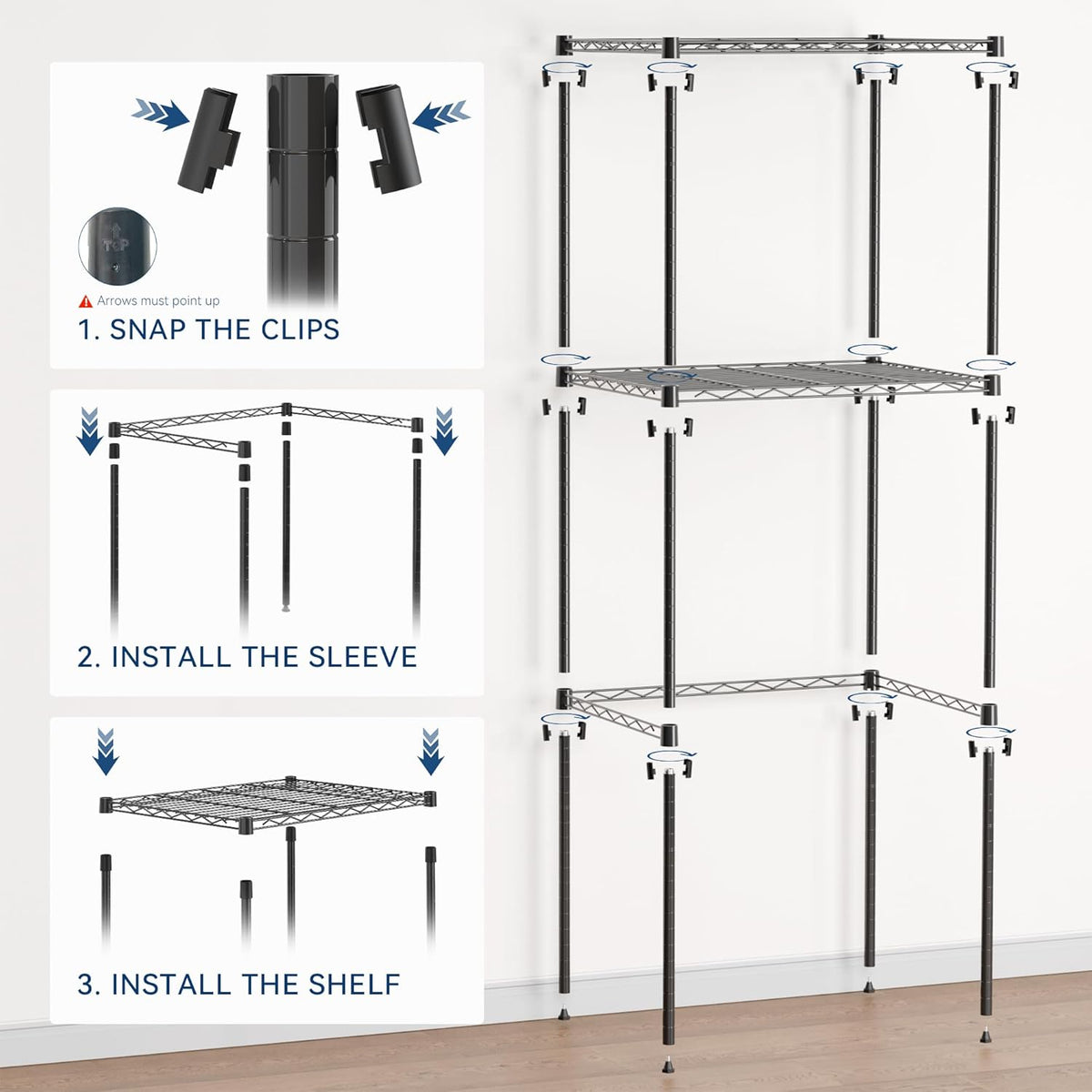 2-Tier Mini Fridge and Microwave Storage Shelf,Adjustable Height Metal Small Refrigerator Stand,110 lbs Capacity per Shelf, Max 220 lbs Total for Kitchen, Office, and Dorms,24" L x 18" D x 52" H