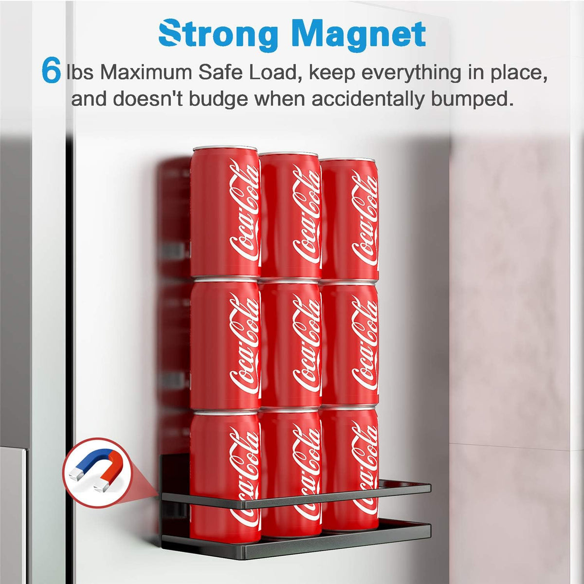 Magnetic Spice Rack, Strong Magnetic Shelf with 2 Removable Hooks, Perfect Space Saver for Small Kitchen/ Apartment, Awesome Metal Cabinet for Holding Spices, Jars, Salt (White, 2Pack)