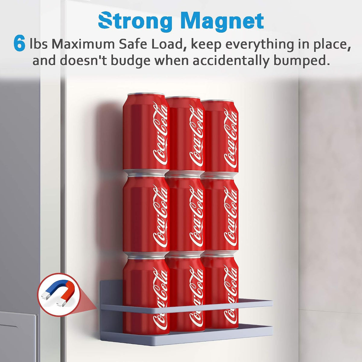 Magnetic Spice Rack, Strong Magnetic Shelf with 2 Removable Hooks, Perfect Space Saver for Small Kitchen/ Apartment, Awesome Metal Cabinet for Holding Spices, Jars, Salt (White, 2Pack)