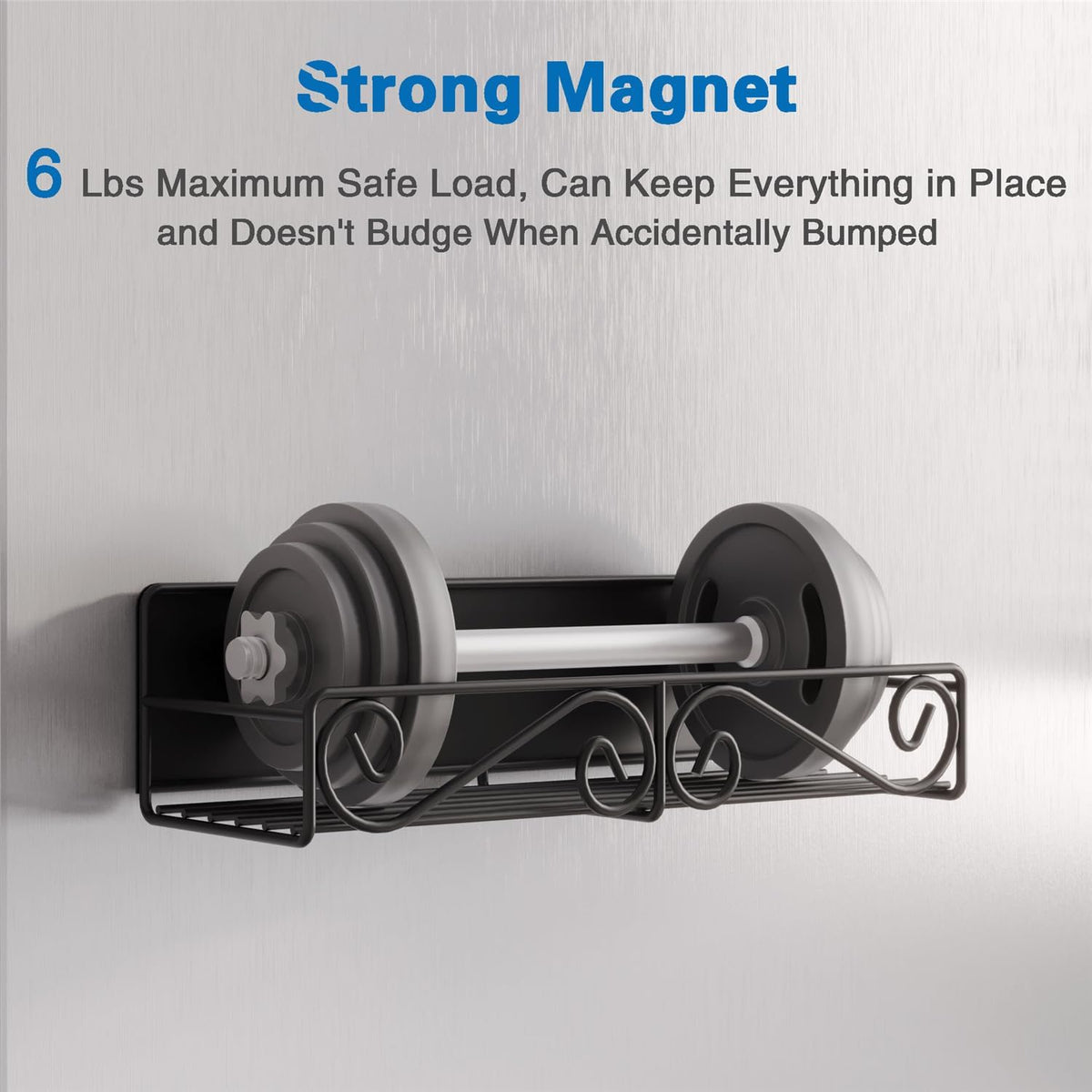 Magnetic Spice Rack, Strong Magnetic Shelf with 2 Removable Hooks, Perfect Space Saver for Small Kitchen/ Apartment, Awesome Metal Cabinet for Holding Spices, Jars, Salt (White, 2Pack)