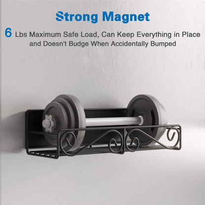 Magnetic Spice Rack, Strong Magnetic Shelf with 2 Removable Hooks, Perfect Space Saver for Small Kitchen/ Apartment, Awesome Metal Cabinet for Holding Spices, Jars, Salt (White, 2Pack)