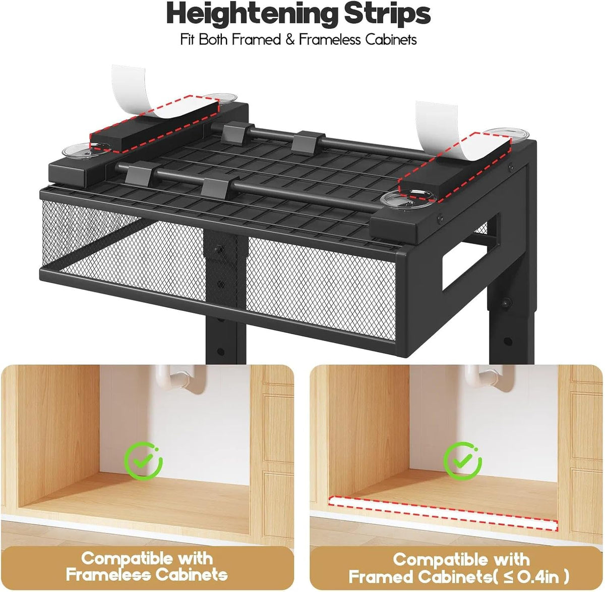 2-Tier Dual Pull Out Cabinet Organizer Drawers With Smooth Circular Rail, Large Capacity Metal Mesh Sliding Shelves For Bathroom& Kitchen Storage,Height Adjustable–White