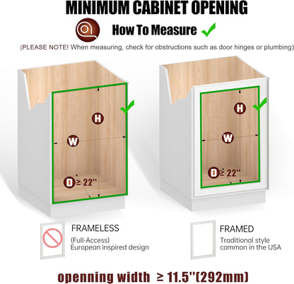 2-Tier Cabinet Pull Out Shelves (14" W x 22" D), Slide Out Shelves for Kitchen Cabinets, Metal Under Cabinet Roll Out Shelf