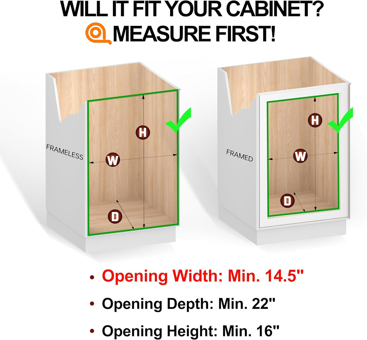 2-Tier Cabinet Pull Out Shelves (14" W x 22" D), Slide Out Shelves for Kitchen Cabinets, Metal Under Cabinet Roll Out Shelf