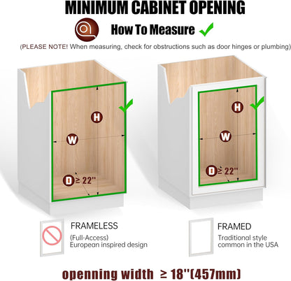 2-Tier Cabinet Pull Out Shelves (14" W x 22" D), Slide Out Shelves for Kitchen Cabinets, Metal Under Cabinet Roll Out Shelf