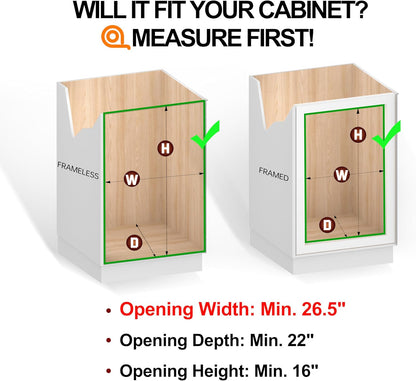 2-Tier Cabinet Pull Out Shelves (14" W x 22" D), Slide Out Shelves for Kitchen Cabinets, Metal Under Cabinet Roll Out Shelf
