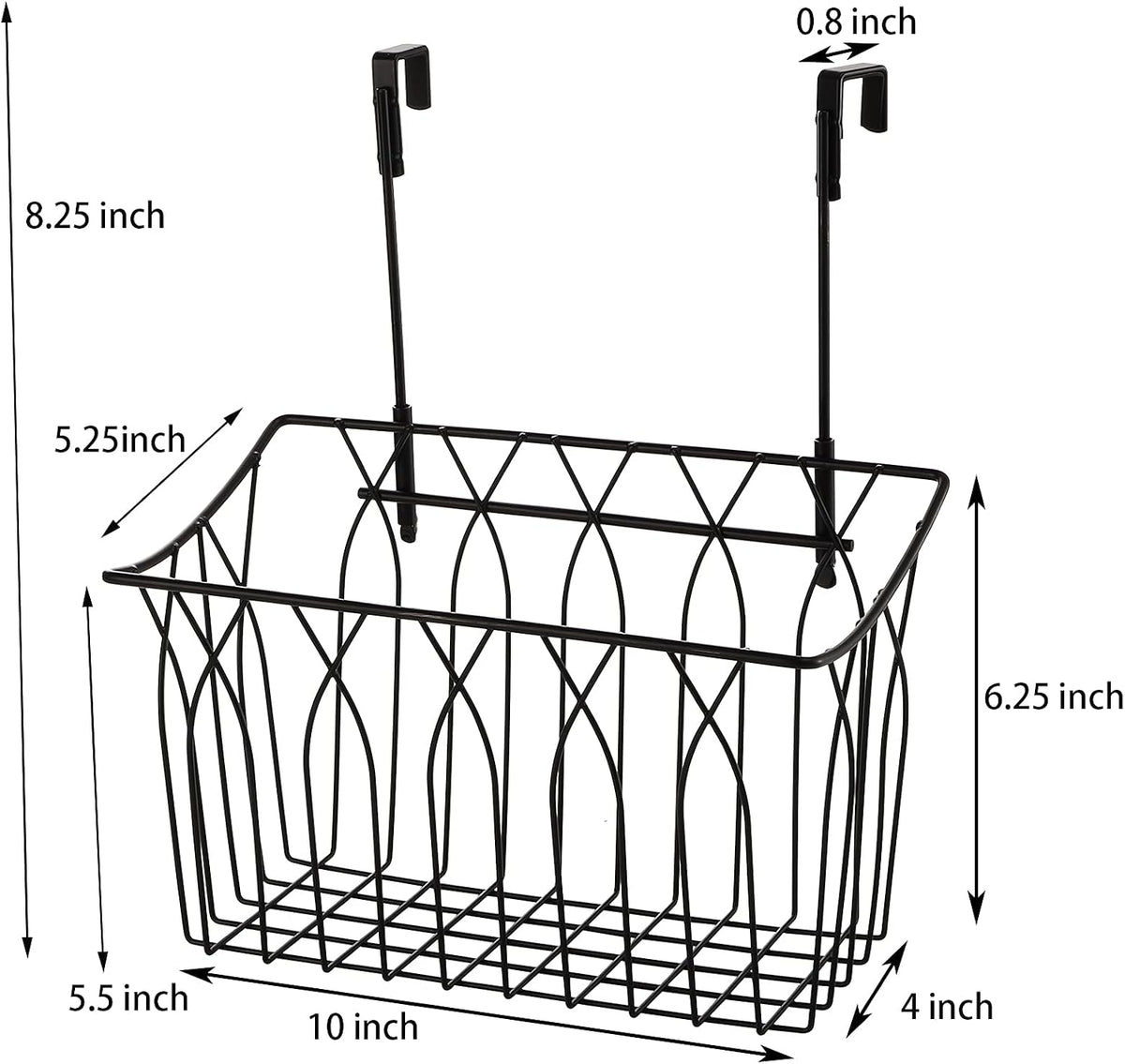 2 Pack Grid Storage Baskets with Hooks, Metal Hanging Wire Basket Kitchen Over the Cabinet Door Organizer Caddy for Cutting Board, Kitchen Wrap, Foil, Cleaning Supplies, Bakeware, Towel