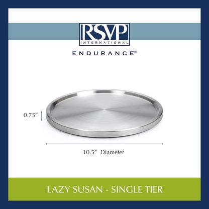 Endurance TURN-1 Turntable Lazy Susan, Stainless Steel, 10.5" | Handy in Cabinet, Refrigerator or on Counters | Organize Spices, Canned Foods, Pots, Pans, Dinnerware, 10.5 Inch