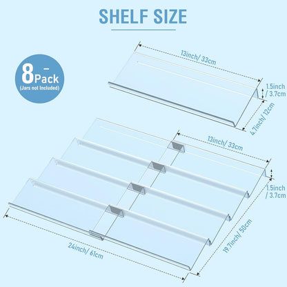 Spice Drawer Organizer 4 Tier, Acrylic Seasoning Organizer Rack, Small | Clear Spice Rack Tray, Kitchen Seasoning Jars Drawers Insert (Jars Not Included/ Expandable From 9" to 18")