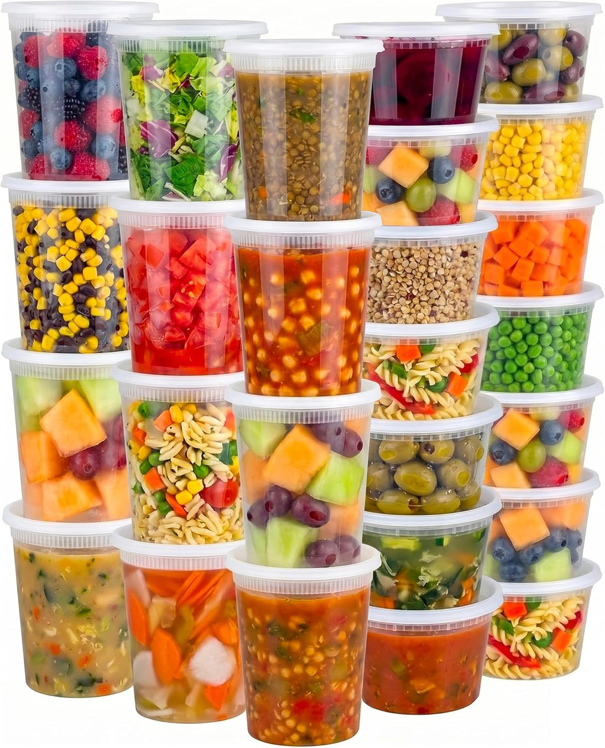 Plastic Deli Containers with Lids - 16oz Pint & 32oz Quart | Leak Proof, Microwaveable, Dishwasher & Freezer Safe - Plastic Food Storage, Meal Prep, Restaurant & Soup Containers