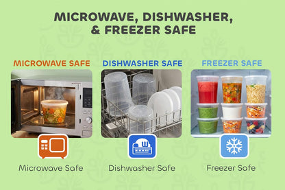Plastic Deli Containers with Lids - 16oz Pint & 32oz Quart | Leak Proof, Microwaveable, Dishwasher & Freezer Safe - Plastic Food Storage, Meal Prep, Restaurant & Soup Containers