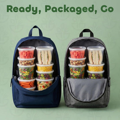 Plastic Deli Containers with Lids - 16oz Pint & 32oz Quart | Leak Proof, Microwaveable, Dishwasher & Freezer Safe - Plastic Food Storage, Meal Prep, Restaurant & Soup Containers