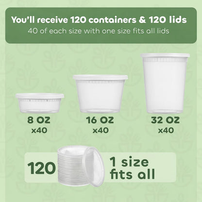 Plastic Deli Containers with Lids - 16oz Pint & 32oz Quart | Leak Proof, Microwaveable, Dishwasher & Freezer Safe - Plastic Food Storage, Meal Prep, Restaurant & Soup Containers