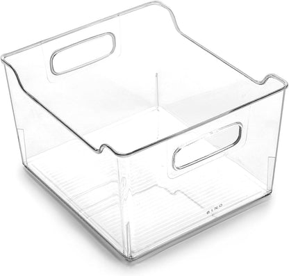 The Lodge Collection | Plastic Storage Bins - 2 Pack | Multi-Use Organizer With Built-In Handles | BPA-Free | for Pantry, Home, Fridge, and Freezer Organization